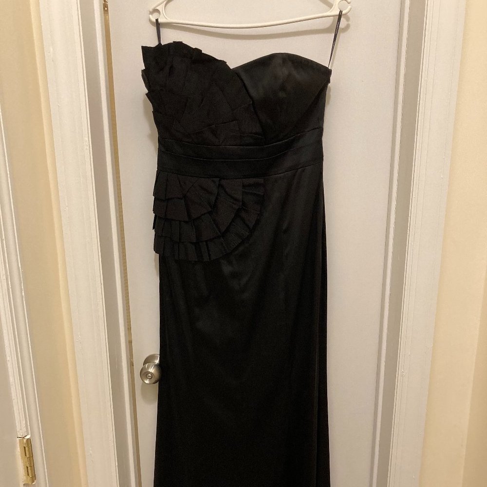 Phoebe Couture Long Black Satin Gown Size 10